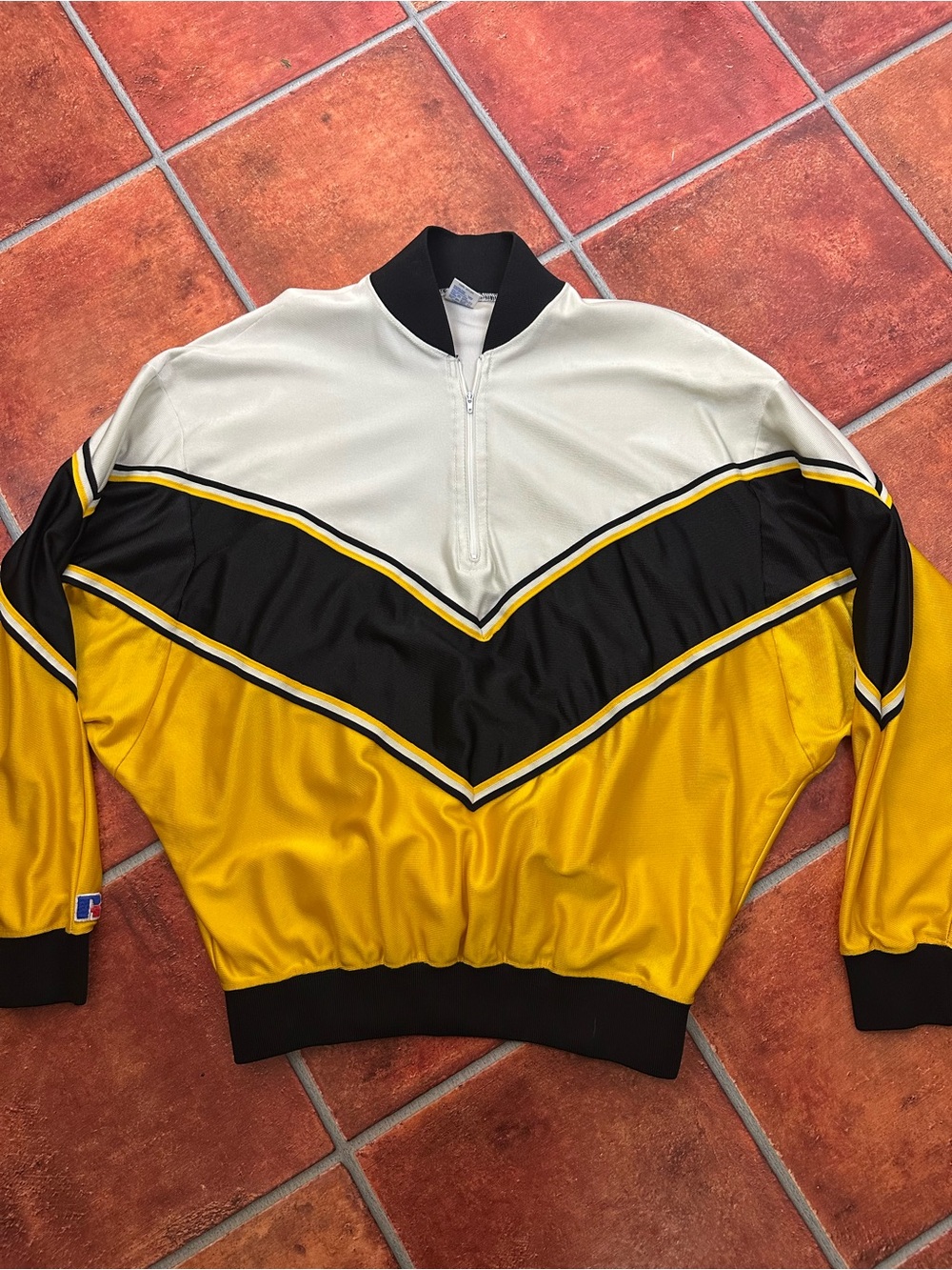 Vintage Russell Athletic 1980s/90s Chevron Quarter-Zip Warmup Jacket